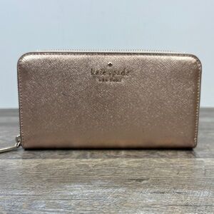 kate spade new york Metallic Zip-Around Continental Wallet